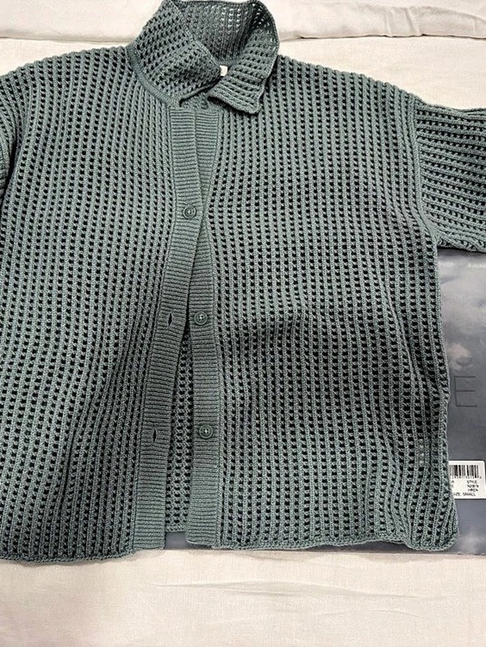 Naked Cashmere Wren Cashmere Short Sleeve Cardigan Sage Green Small